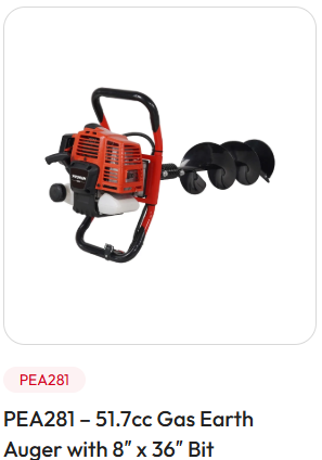 PRORUN PEA281 - 51.7cc Gas Earth Auger with 8" x 36" Bit