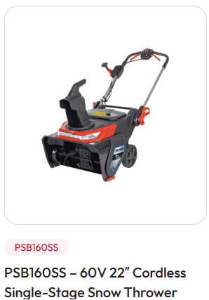 PRORUN PSB160SS - 60V 22" Cordless Single-Stage Snow Thrower